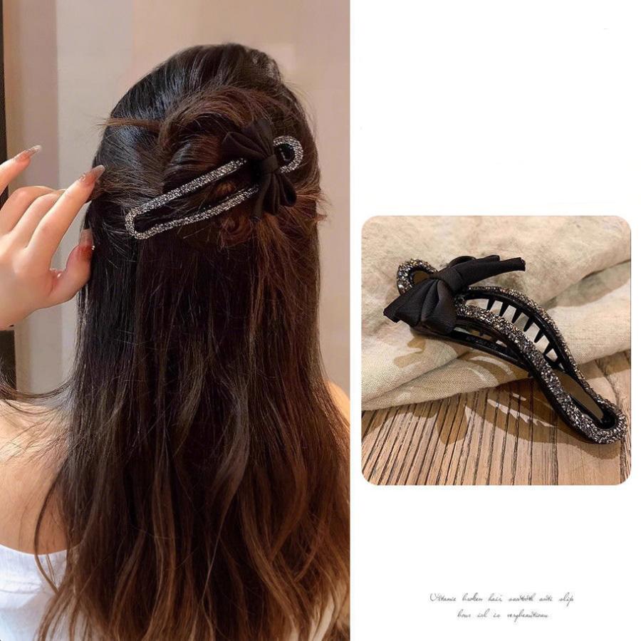 Versatile Rhinestone Hair Clip for Women, Elegant Back Bun Holder, New Fashion Duckbill Clip, Simple Hairstyle Accessory