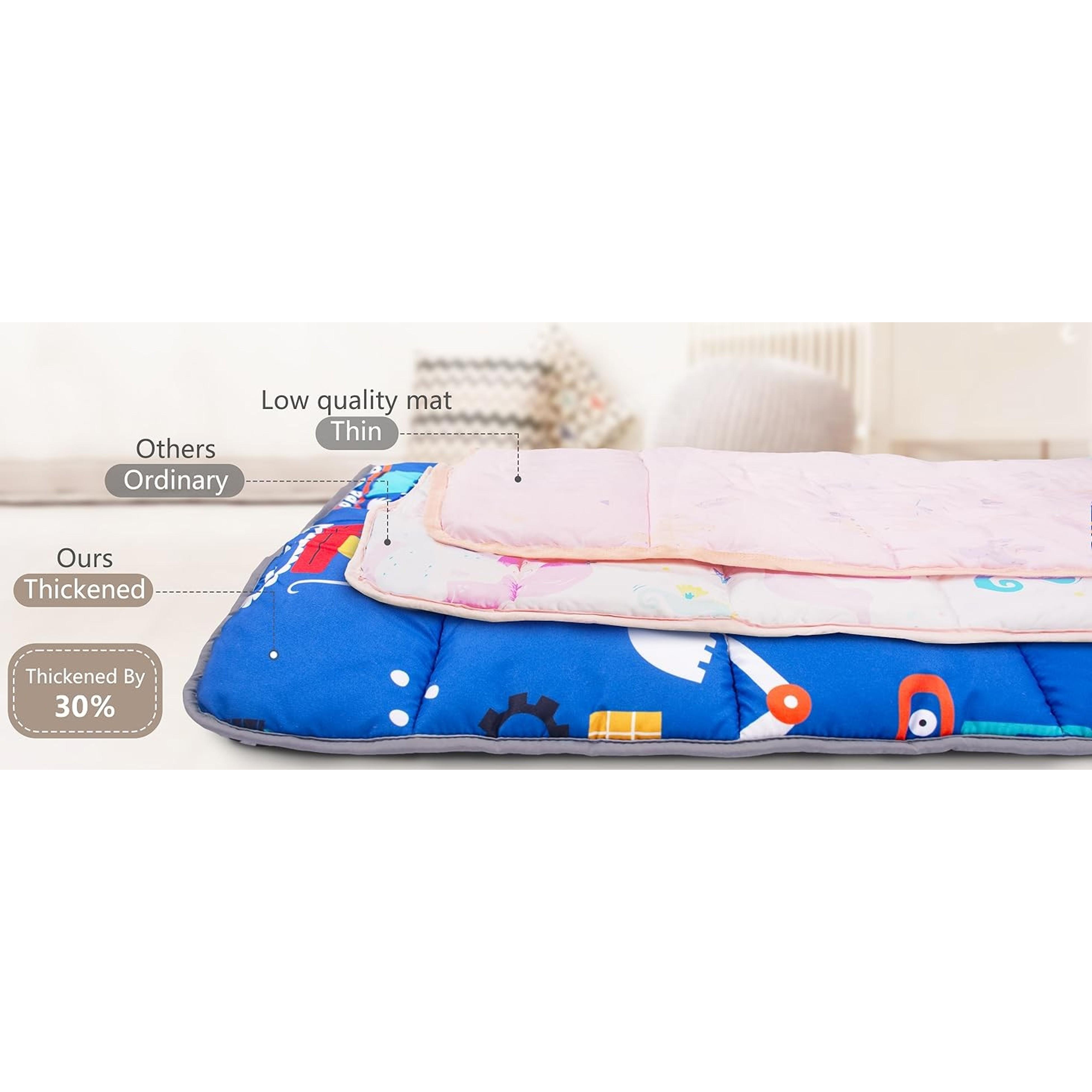 Thickened Toddler Nap Mat with Removable Pillow and Minky Blanket, Extra Large 55''x35'' Sleeping Bag, Washable, Roll up, Perfect for Daycare, Preschool, Kindergarten, Boys and Girls