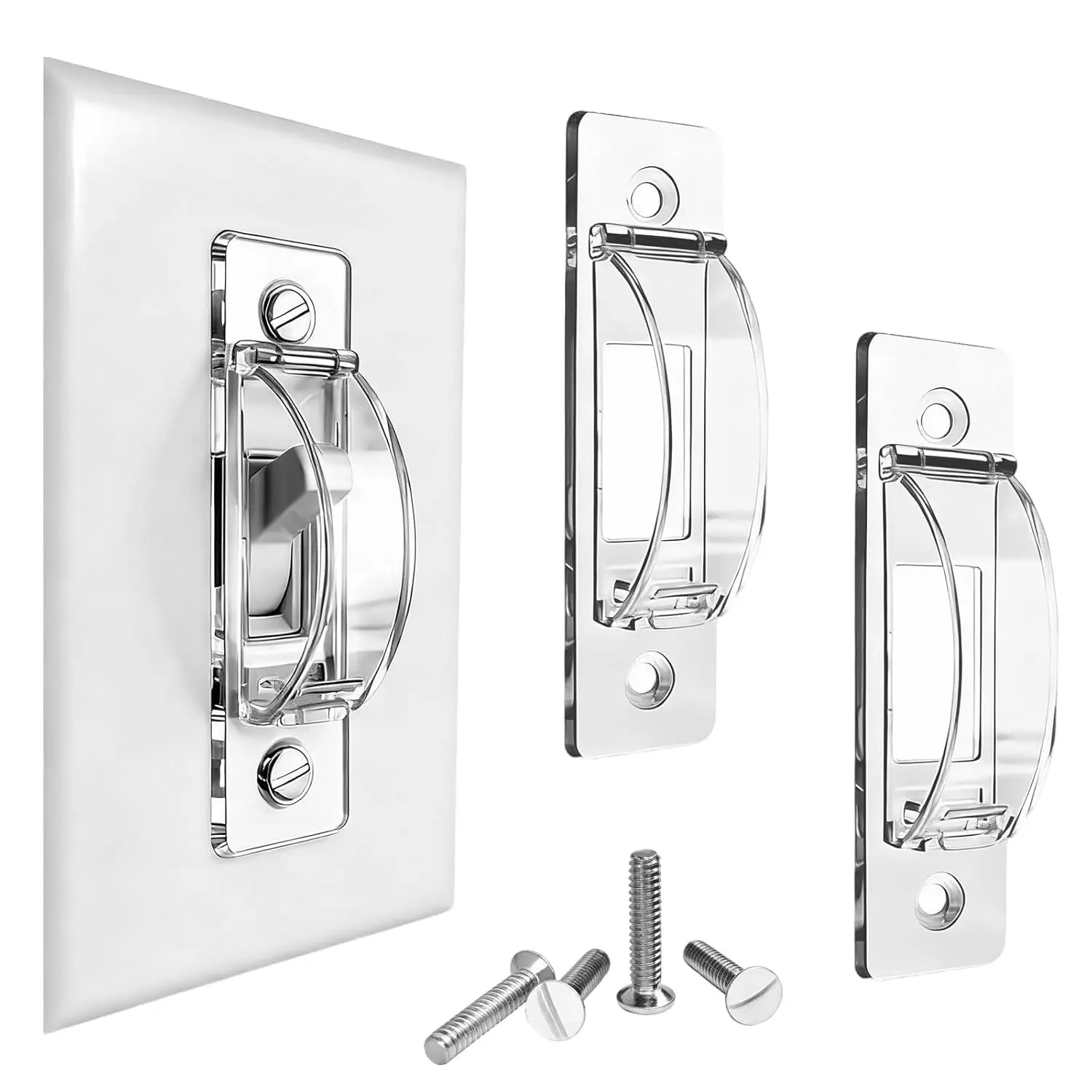 2 Pack Clear Light Switch Cover Guard Lock - Child Proof Light Switch Plate Cover to Prevent Accidental ON/OFF from Kids, Pets & Bumps, Includes Screws(Gift)