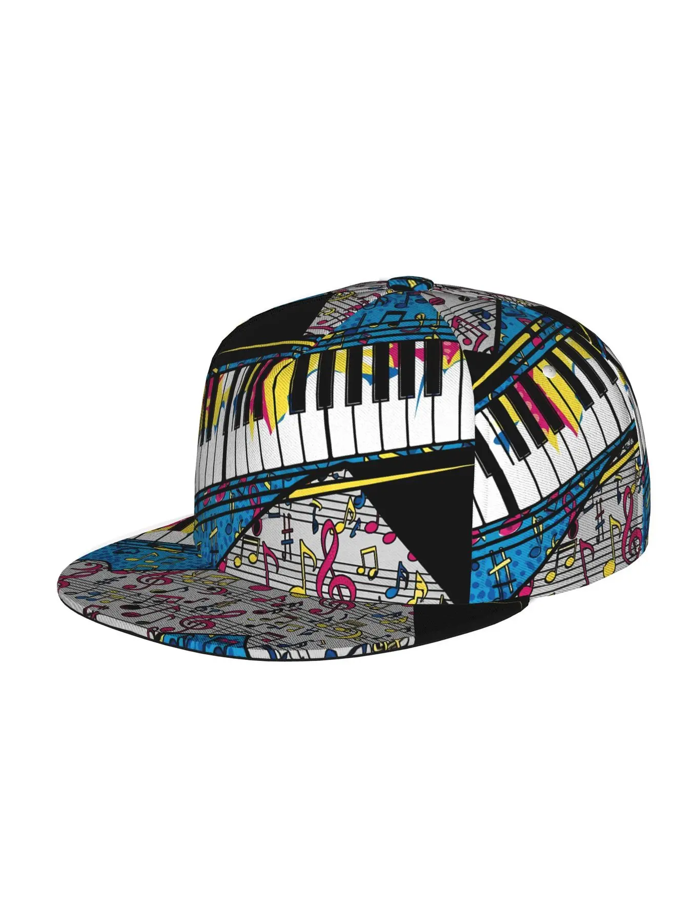 Piano keys and music notes 1, Unisex baseball cap, adjustable back buckle trucker cap, party baseball cap, punk-style sun hat, suitable for skateboarding, dancing and outdoor sports, all year round.