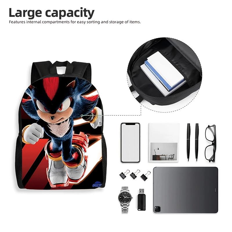 Shadow the Hedgehog 3PCS Backpack Set, Cool Sonic Character Print School Backpack with Lunch Box & Pencil Case, Lightweight Durable Daypack for Kids Teens, Ideal Gift for Sonic Fans