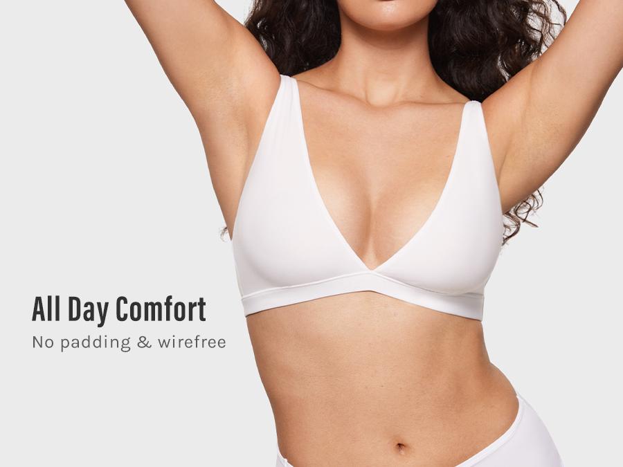 INLYRIC Women's Inbarely Soft Plunge Bralette Deep V Unlined Triangle No Padding No Underwire Sexy Comfort Sleep Bra SpringStatements