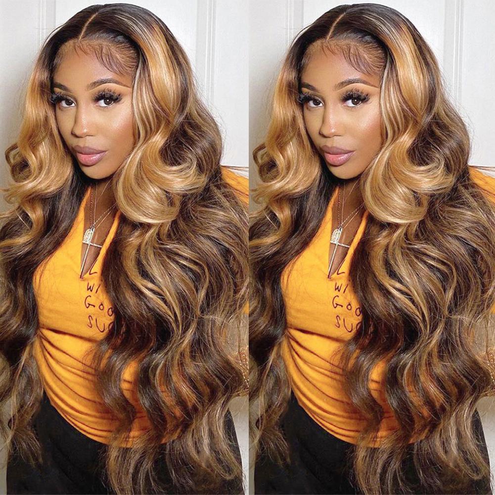 QUANDIAN 13x6 Body Wave Highlight Ombre Lace Front Wig Human Hair HD Lace Front Wigs Human Hair 200 Density P4/27 Colored Honey Blonde Wig Springtok QUANDIAN 13x6 Body Wave Highlight Ombre Lace Front Wig Human Hair HD Lace Front Wigs Human Hair 200 Density P4/27 Colored Honey Blonde Wig Springtok