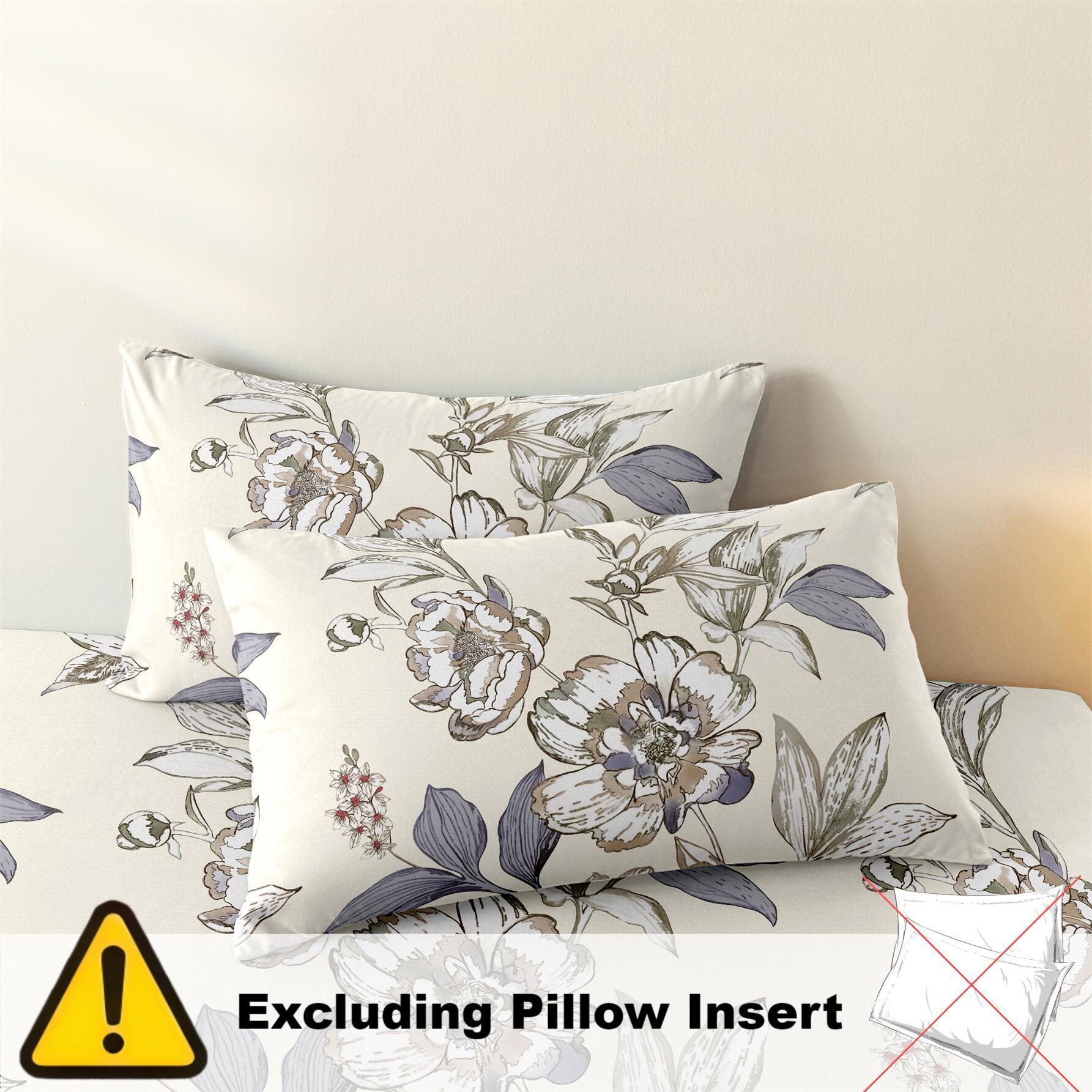 Floral Pattern Polyester Bedding Set, 3 Counts/set Including 1 Count Fitted Sheet & 2 Counts Pillowcase without Filler, Soft Comfortable Bedding Set for Bedroom, Decorative Bedsheet Sets