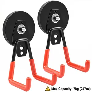 2/4 Counts Magnetic Hooks for Garage and Garden, Durable Magnetic Storage Hooks for Tools and Hoses, Indoor and Outdoor Use, Removable Hooks, Hook Storage Rack, Space Saving Organizer