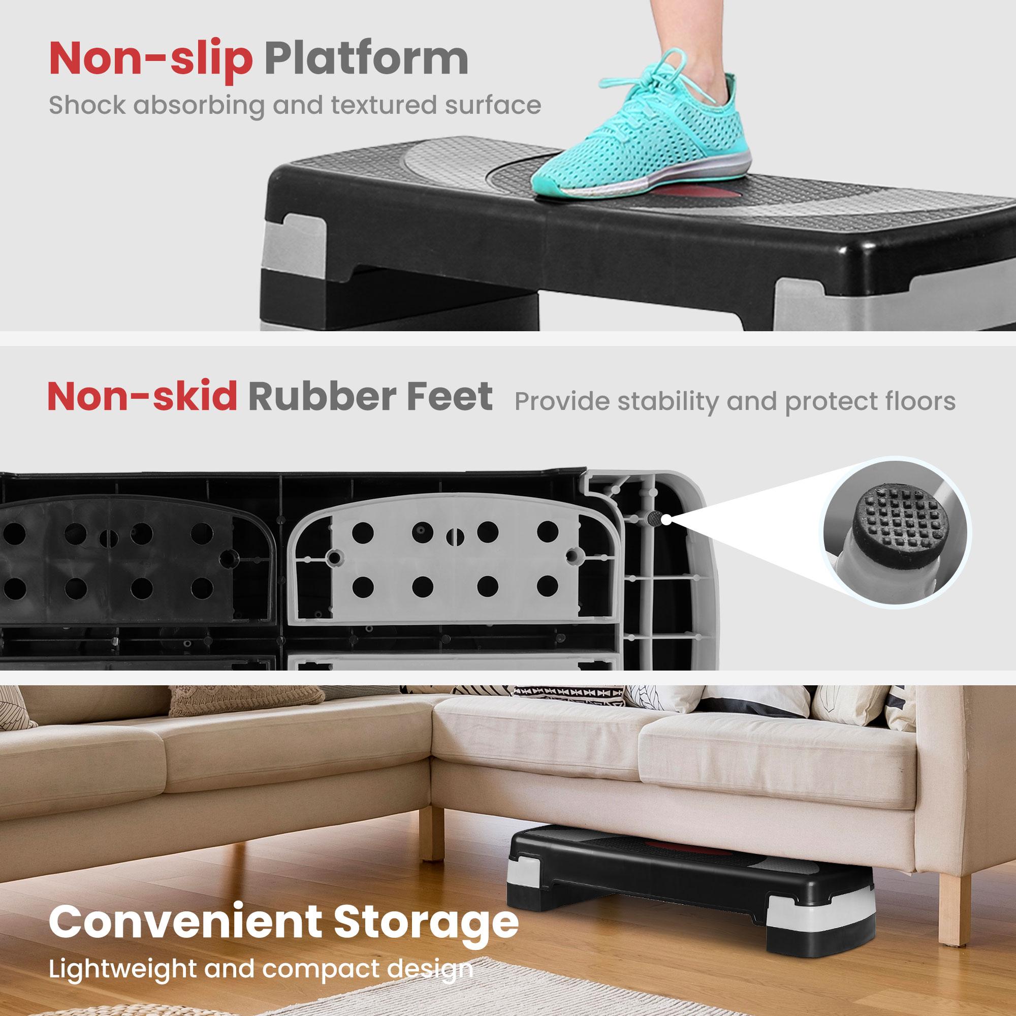ZENY 30'' Adjustable Workout Aerobic Step Platform W/4 Risers 4’’- 6’’- 8’’, Exercise Stepper Non-Slip, Gray ZENY 30'' Adjustable Workout Aerobic Step Platform W/4 Risers 4’’- 6’’- 8’’, Exercise Stepper Non-Slip, Gray