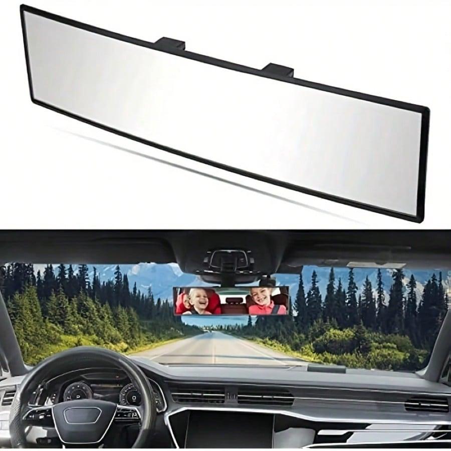 Wide-Angle Rectangular Rearview Mirror – Crystal-Clear Flat Mirror Lens, Universal Mounting, Easy Front-Mount Installation, Durable ABS Material, Enhanced Driving Safety