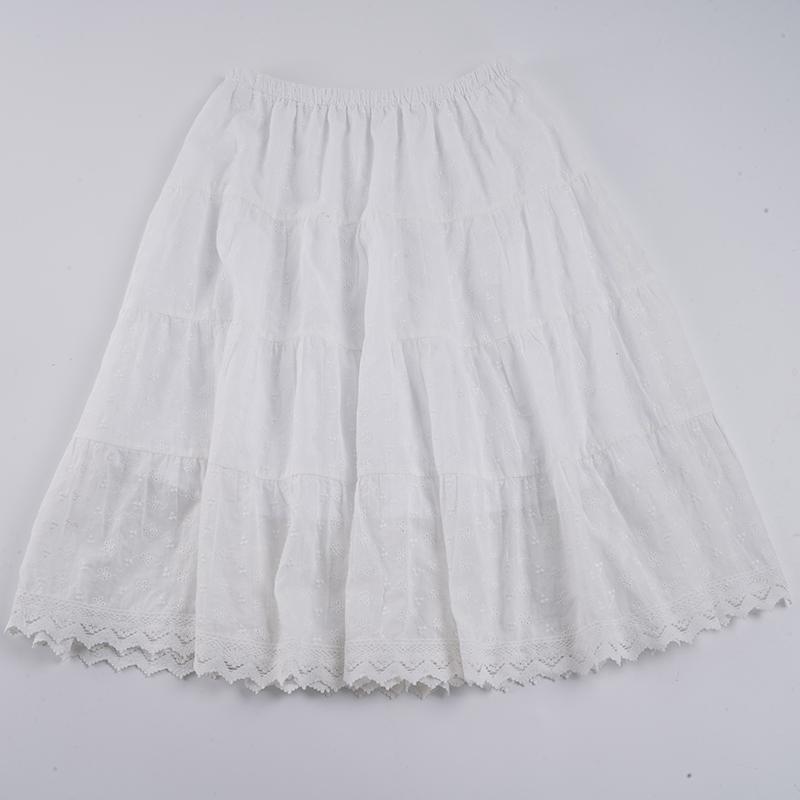 Bohemian Casual Style Textured A-Line Midi Skirt for Women with Ruffle Trim, Loose-Fitting Polka Dot Design for Leisure Wear