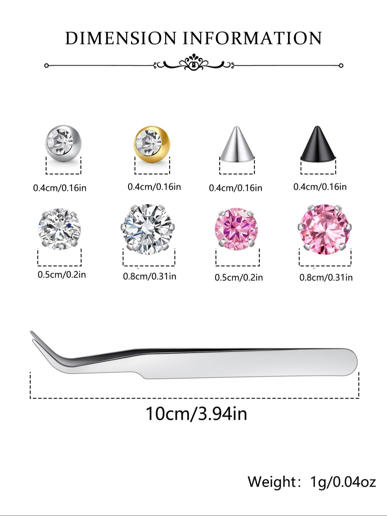 Non-Piercing Fake Nose Ring Set, Artificial Rhinestone Jewelry, Clip-On Lip Rings, Faux Eyebrow Studs, No Drilling Required