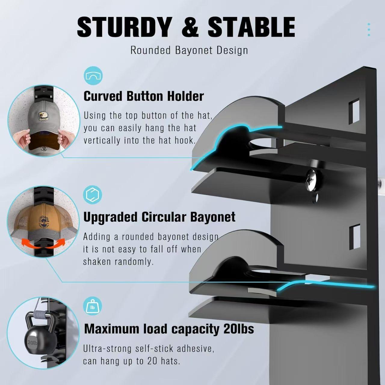 1 piece, 35cm/13.78inch * 6cm/2.36inch hat storage rack, hat hooks storage, multi-layer baseball cap wall-mounted storage rack, multi-layer wall-mounted multi-layer storage rack for baseball caps