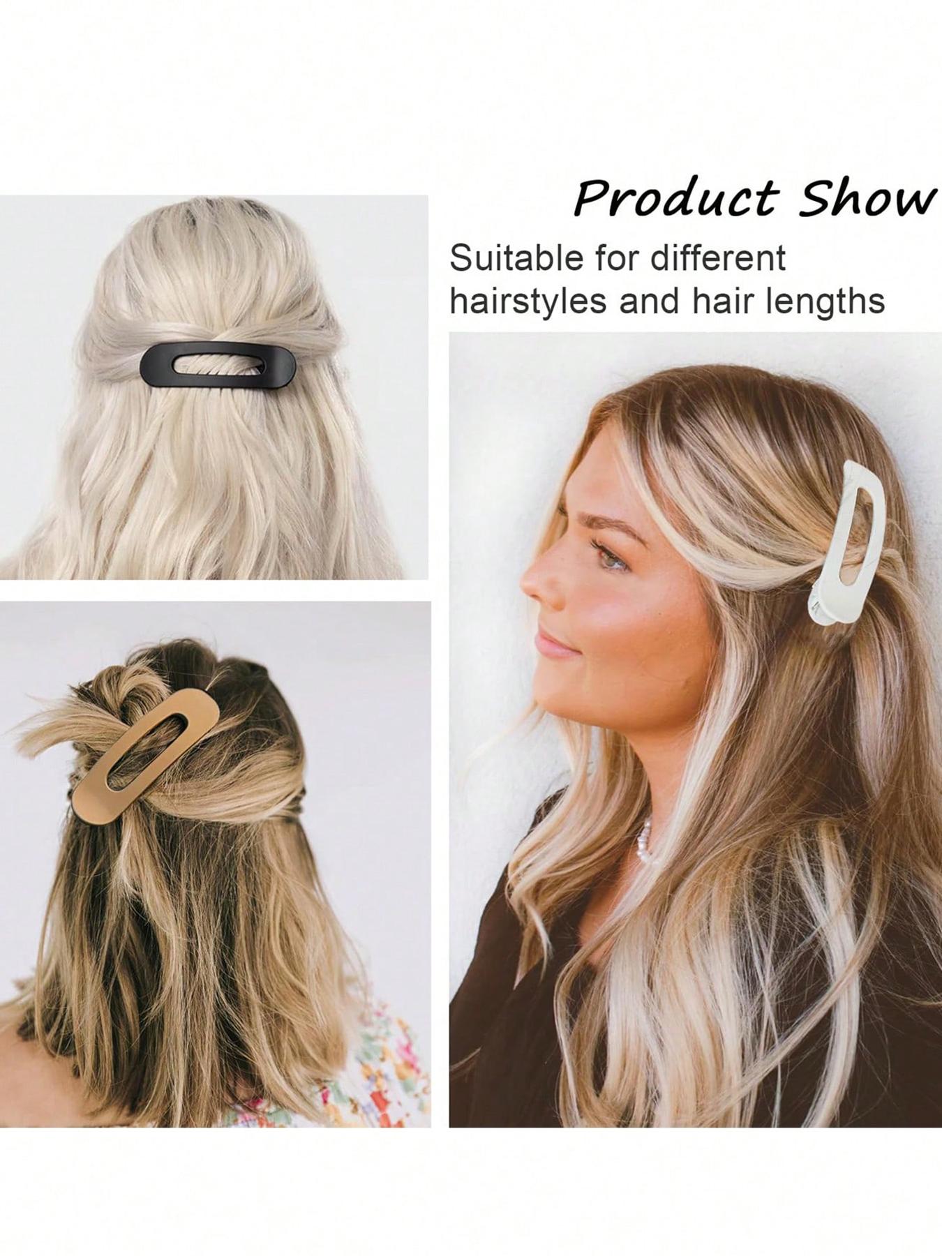 Solid Color Hair Clip, No Trace Flat Large Hair Clip, Fashionable Hair Accessories for Women & Girls, Minimalist Headwear Suitable for Girlfriend, Flat Hair Clips