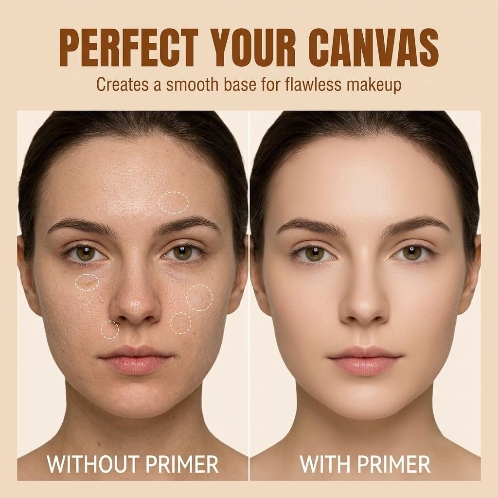 Blurring Flawless Makeup Primer, Hydrating Moisturizing Lightweight Breathable Smooth Base for Natural Skin Tone, Works With Liquid Foundation & BB Cream