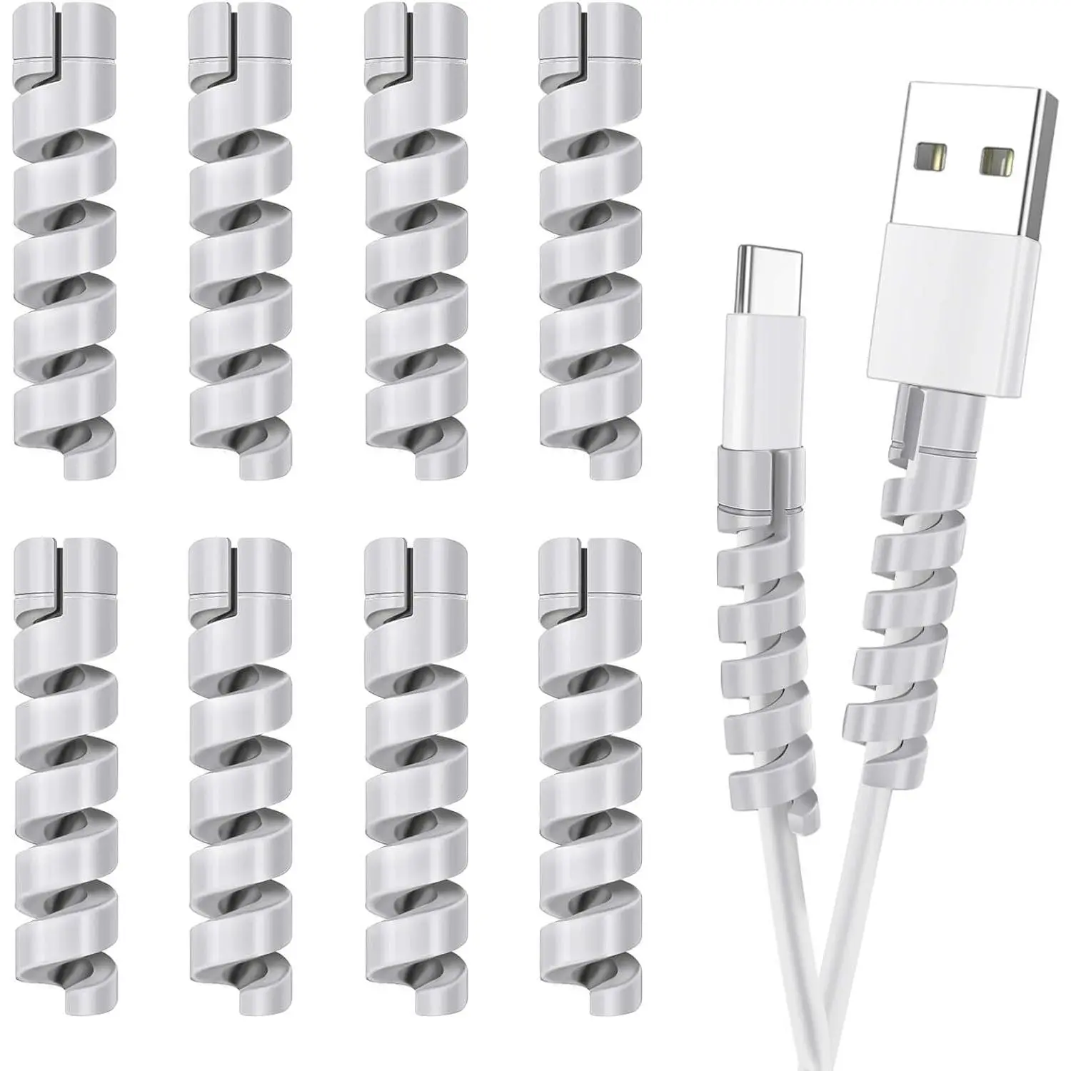 Protector for Phone Pad Notebook  Cord Protector 12 count Charger Protectors -  Cord Saver for Headphone Laptop Cellphone  Accessories (Grey)
