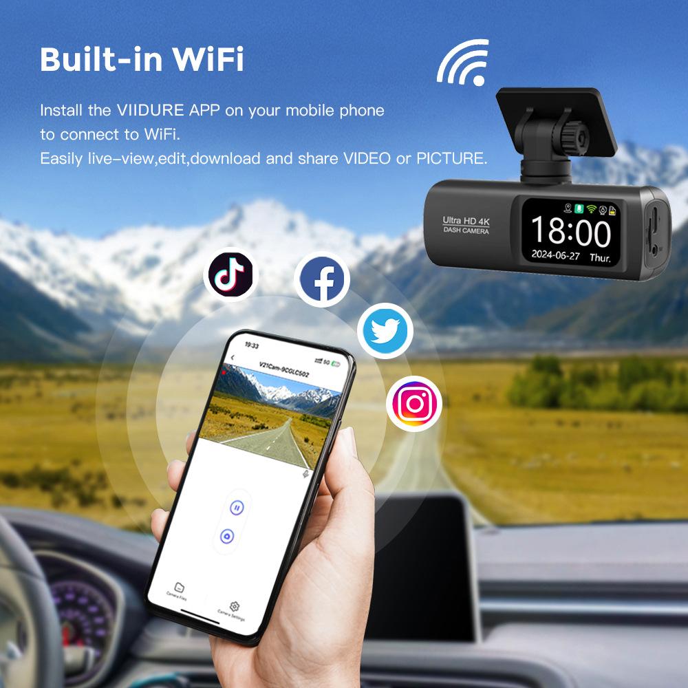 🔥4K Dual Cam! GPS+APP | No Accident Disputes🚗🚗 (WithOut Card)Non-rechargeable, must be used while plugged in.