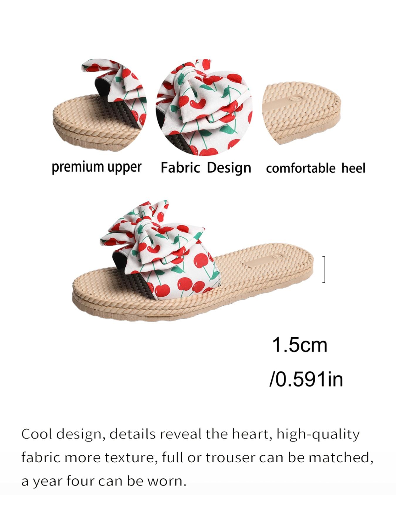 Women's Fashionable Bowknot Design Slides, Casual Comfortable Flat Slippers for Beach, All-match Slide Sandals for Daily Wear, Walking Shoes