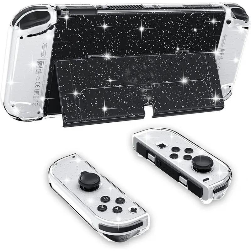 Glitter Aesthetic Nintendo Switch Protective Case with Stand & Pluggable Base, Shockproof Design, Durable Protection for Your Console