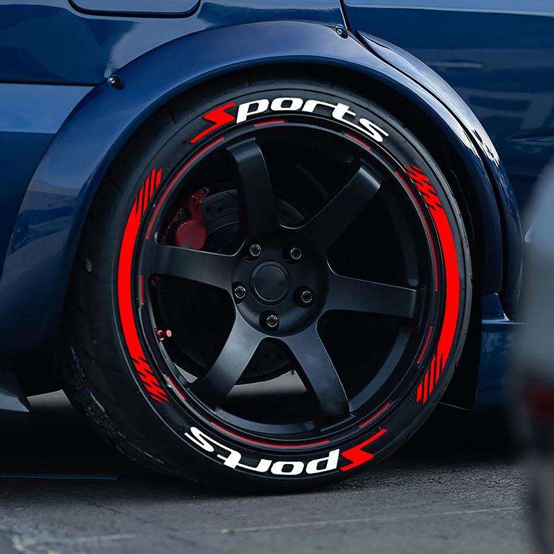 4pcs/Pack Sports Tire Letter Sticker, Tire Modification Decorative Letter Stickers Car Auto Accessories For Car Motorcycle (glue and accessories not included), Wheel Decal, Rim Decals