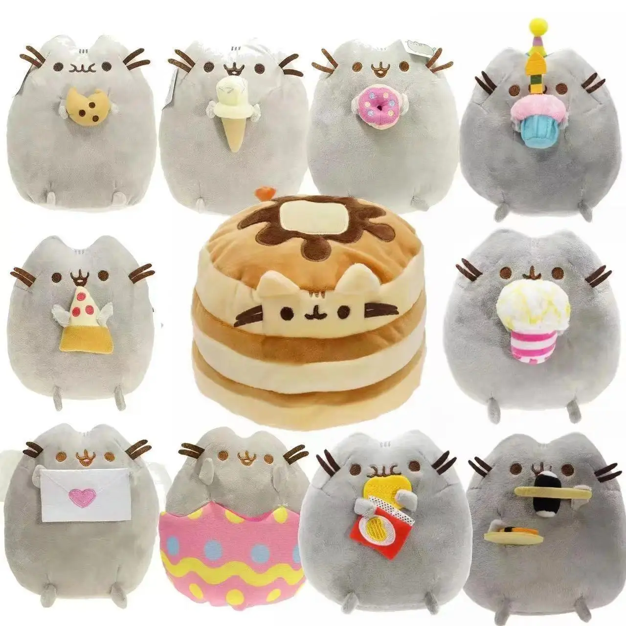 Pusheen Kawaii Plush Toy Donut Unicorn Room Decoration Anime Potato Chip Ice Cream Pizza Cake Cat Stuffed Animal Dolls Gift
