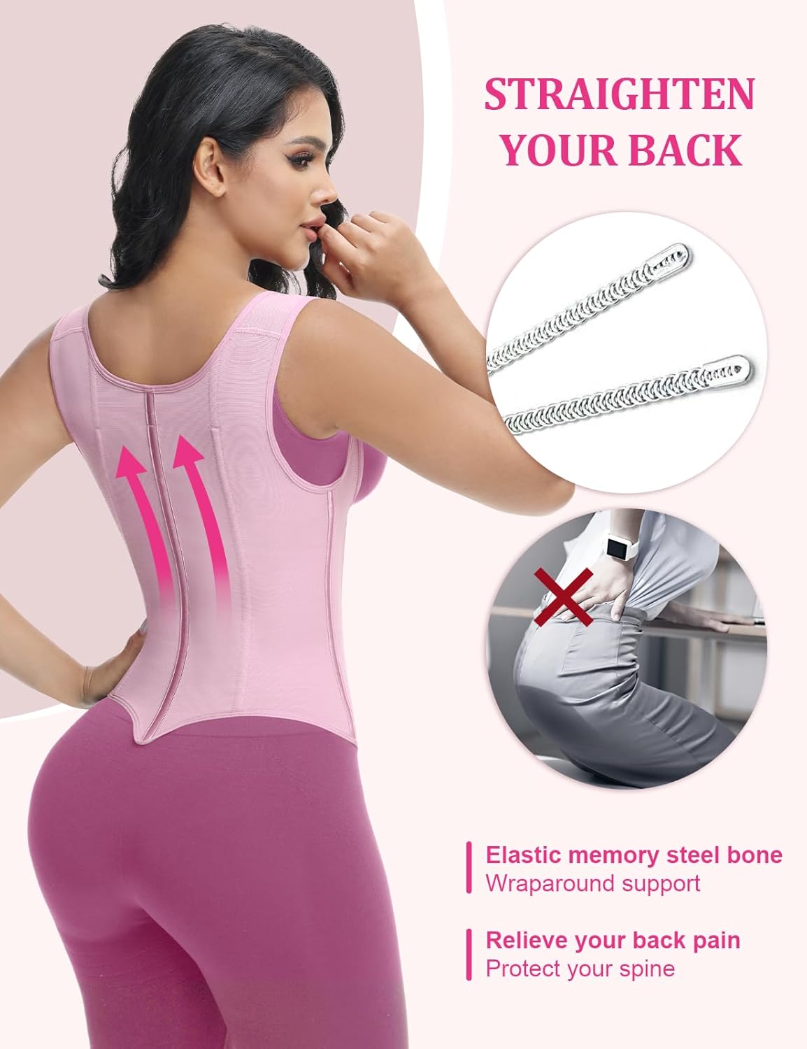 SHAPESHE Waist Shapewear Corset Hourglass Girdle Workout Waistband Bodysuits for Women