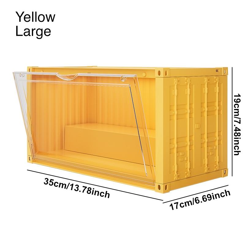 Large Stackable Container-Style Display Case with Magnetic Door & Movable Steps — Perfect for Plush Charms, Figures & Popbean Collectors