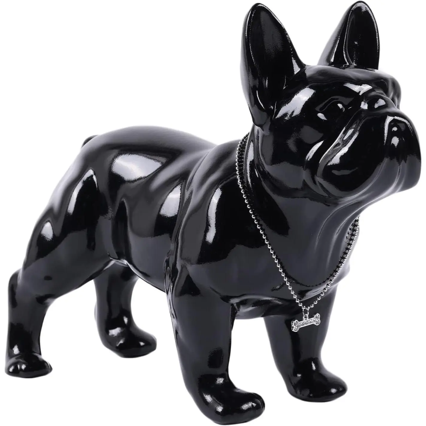 10in Black French Bulldog Resin Statue, Home Decor Accent for Desk, Bedroom - TV Stand, Shelves