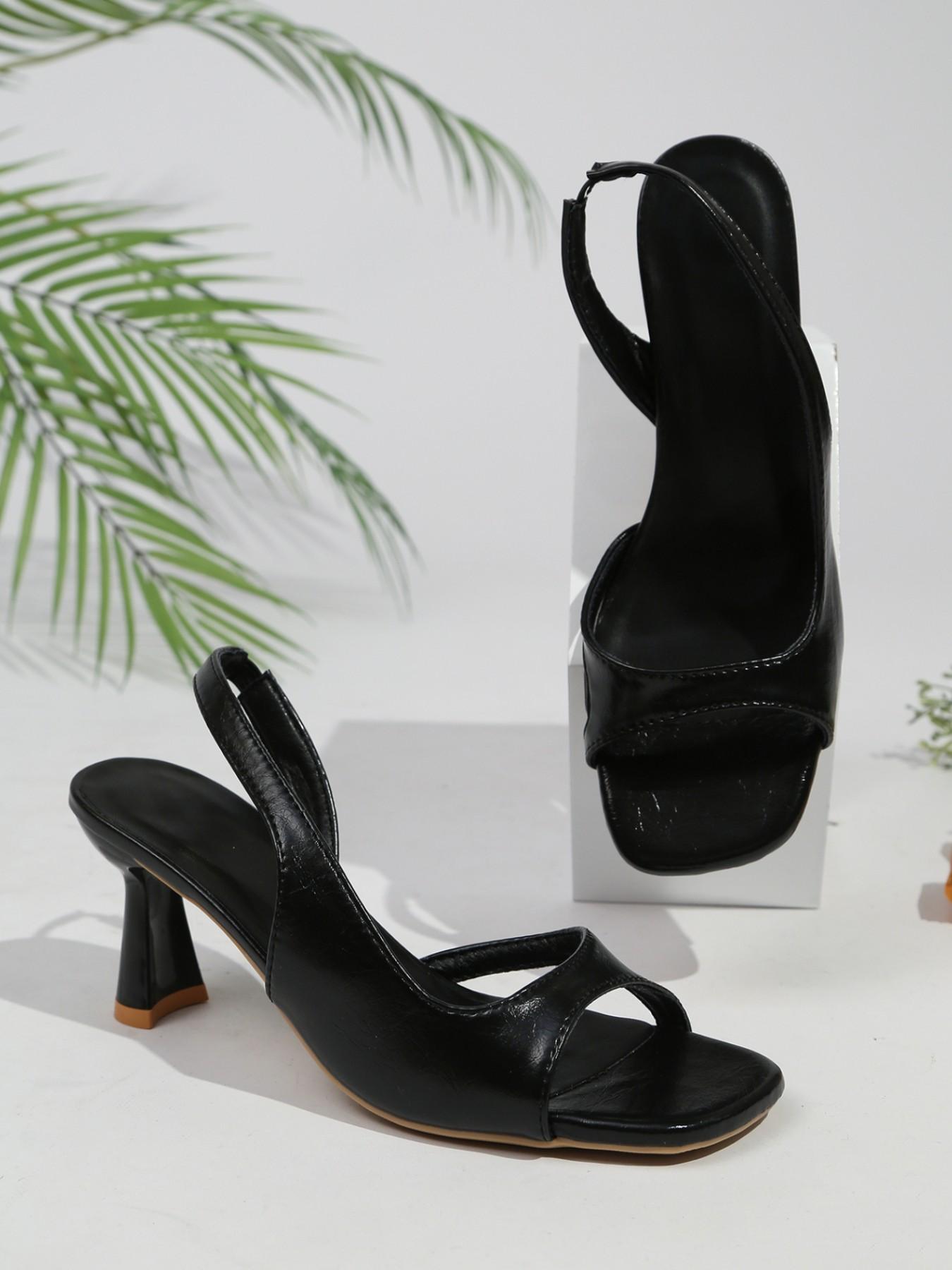 Summer New Elegant Fish Mouth Open Back Sandals, PU Leather Rubber Sole, Low Ankle Heel, Perfect for Dates and Commuting