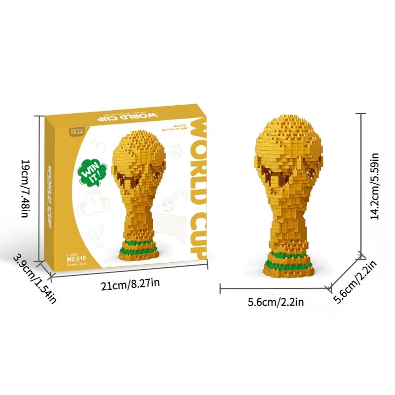 World Cup trophy gift box set for football fans, mini building blocks for children, Children's Day, Christmas and birthday gifts