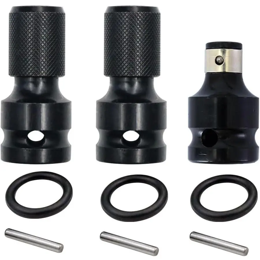 3 Pack  Wrench to  Driver Adapter 1/2 inch Square Drive to 1/4 inch Hex Socket Adapter Quick Release  Bits Holders Chunk Converter for 1/2" Cordless  Wrench