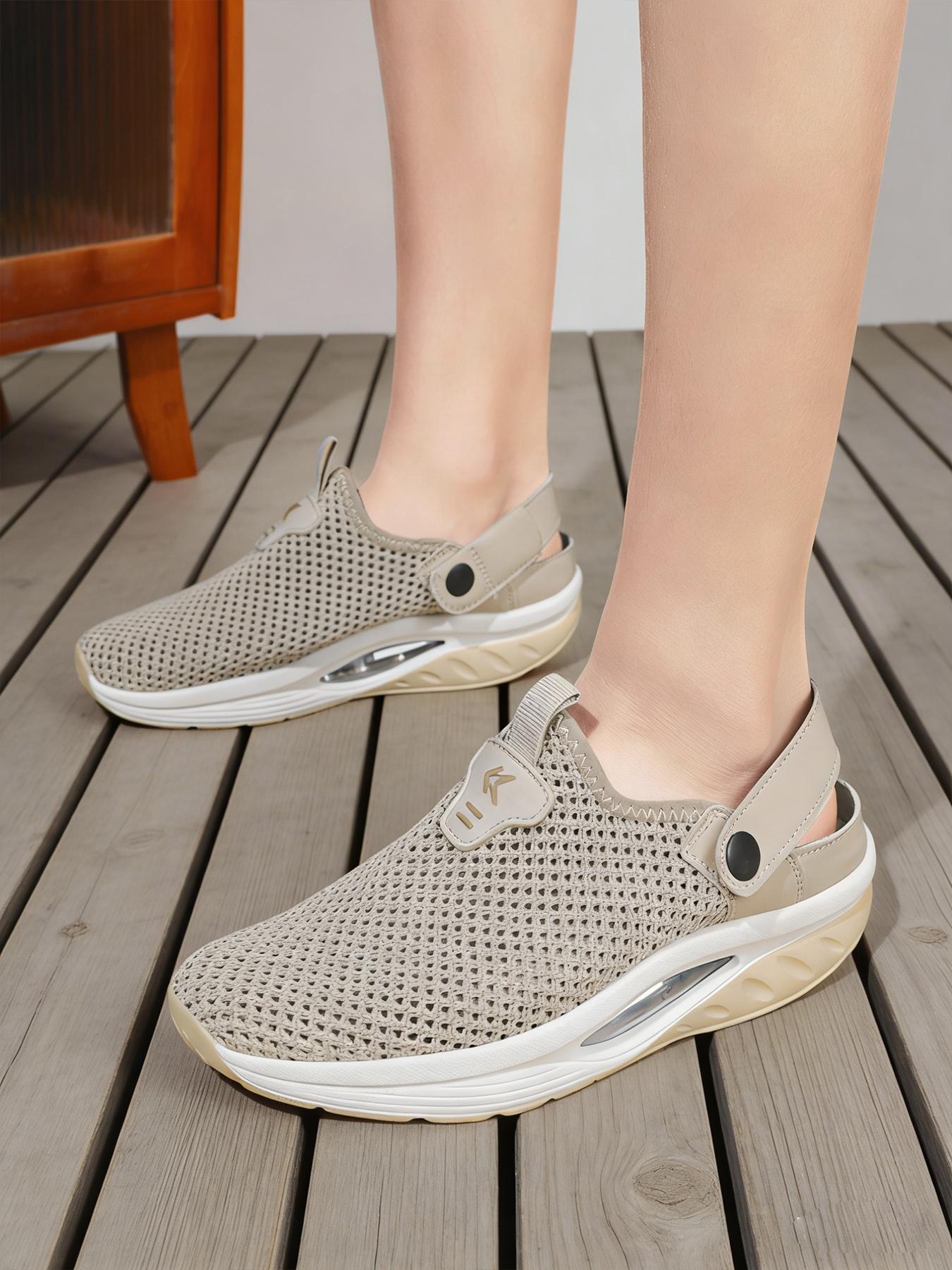 Women's Slip-On Walking Shoes - Lightweight Breathable Platform Sneakers for Outdoor Hiking & Daily Casual Outfits Lightweight Mesh Shoes