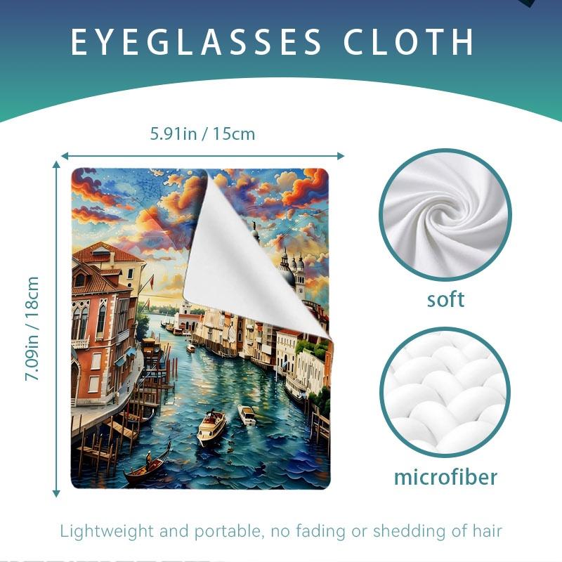 1/3/6/14pcs Venetian Canal Scene Printed Cleaning Cloth, For Camera&Glasses Lenses, Multiple Specifications Available, Single - Sided, High - Quality Microfiber, Ideal For Photographers&Optical Users, Stylish Design, Easy To Clean, Durable & Reusable