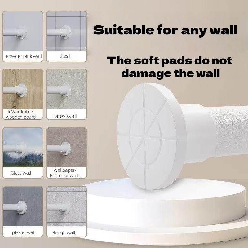 Adjustable No-Drill Extendable Pole, Adjustable Tension Rod, Multi-Purpose Support Rod for Clothesline, Closet, Bathroom Curtain, Easy Installation Home Accessory