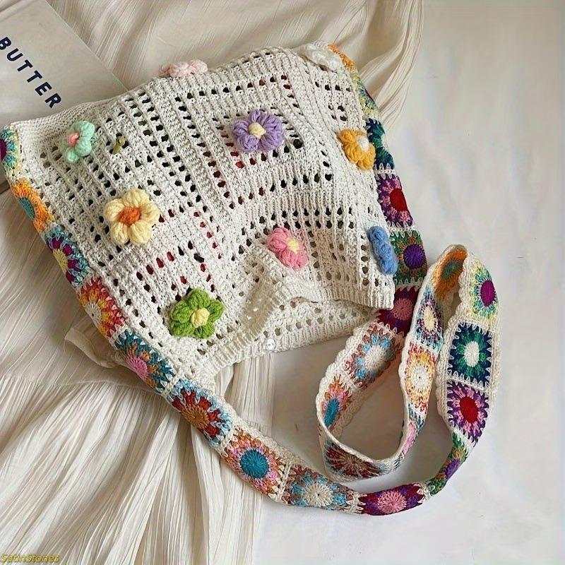 Women's Vintage Floral Patchwork Messenger Bag — Bohemian-Style Color-Block Crossbody Tote, Casual Fabric Shoulder Bag, Lightweight Everyday Handbag, Shopping Shoulder Bag, Stylish Versatile Bag