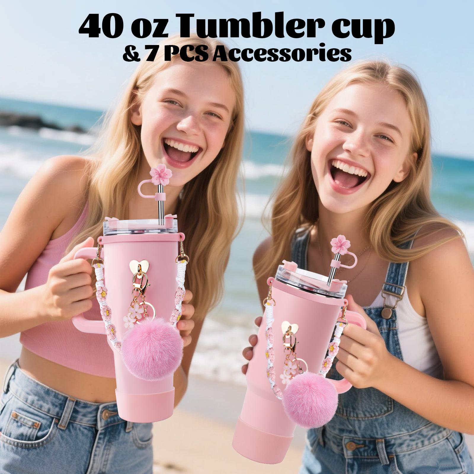 Stainless Steel Vacuum Insulated Glass Cup with Handle and Straw for Children's Gift Set, Keep Cold, Hot & Ice, Portable Drinkware - Mug, Tumbler, Water Bottles, Bottled, Flasks easter toy funny Tumbler Drinkware Tea Iced Tea girl gifts friendship