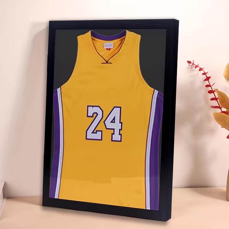 High-transparency jersey display case, 18x14 optional size, black, white, brown, heavy-duty frame secures all jerseys, transparent display highlights collection beauty