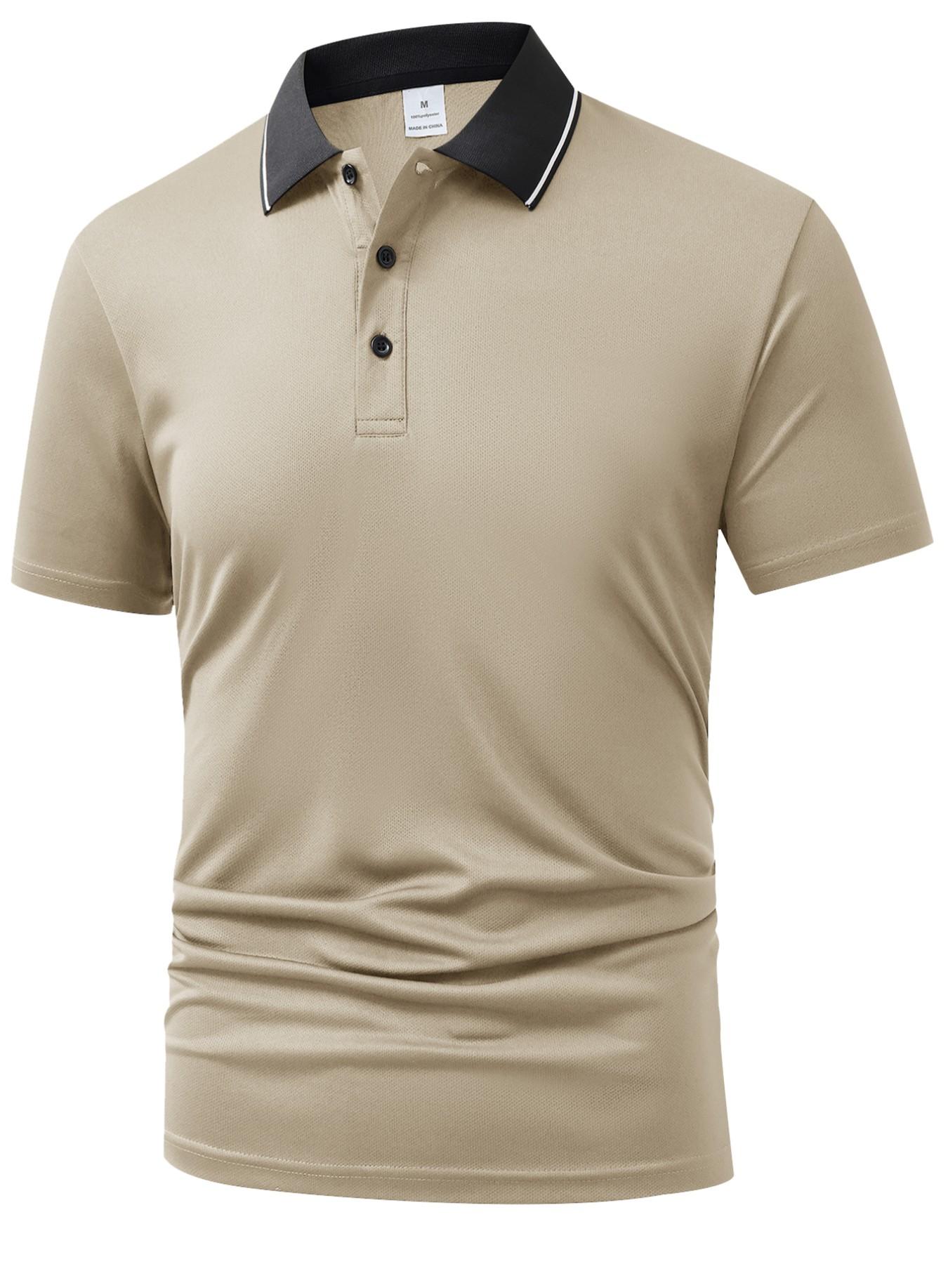 Men's Polo Shirt, Solid Color Design, Business Casual Half Button Collar, Perfect Holiday Gift for Boyfriend, Slim Fit