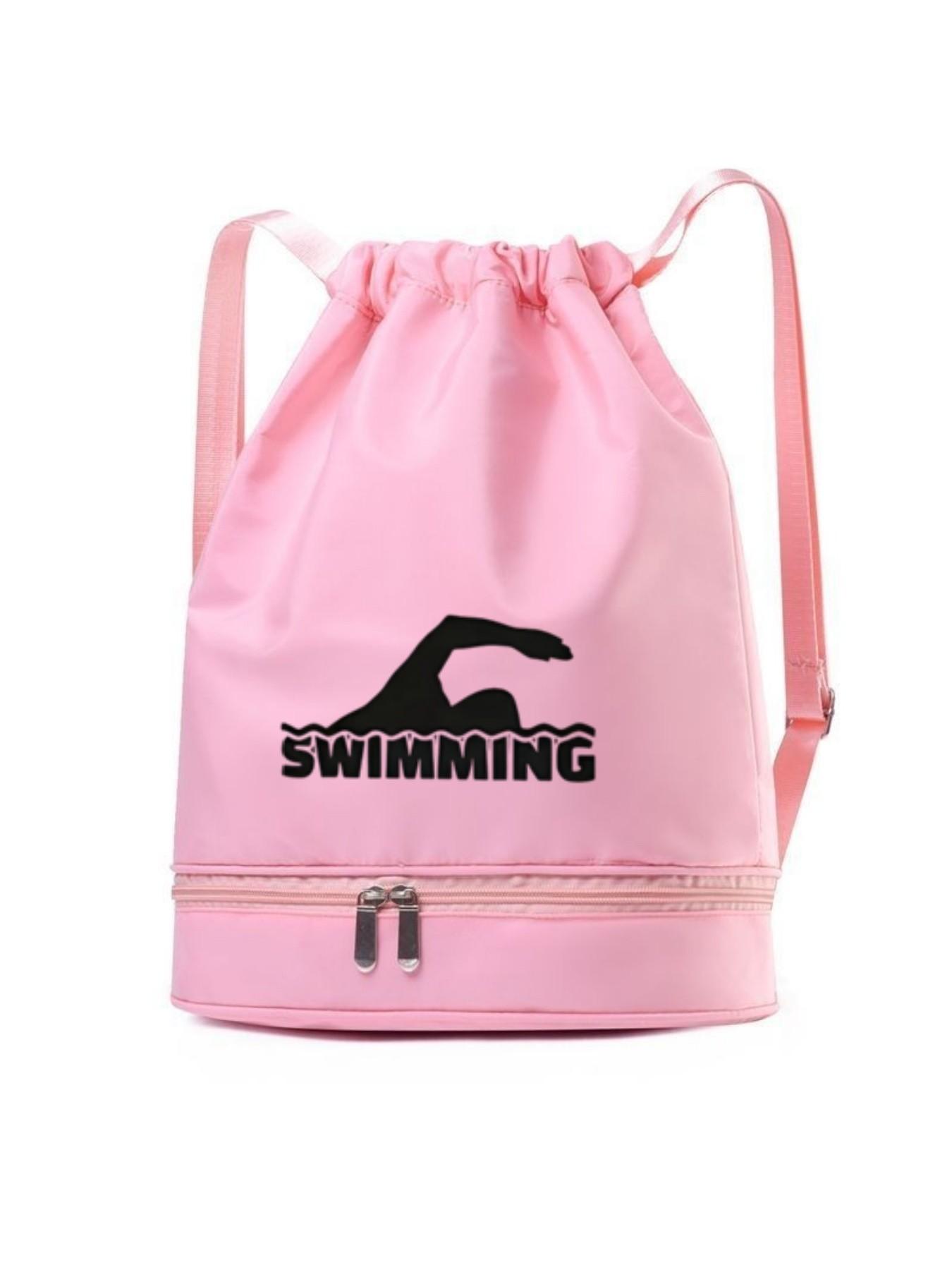 Swim Action Print Backpack, Fashionable Simple Crossbody Bag, Adjustable Strap, Separate Compartment, All-Season Design, Ideal Gift