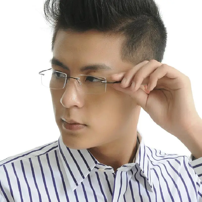 Ultralight Coating Frameless Myopia Glasses -1.0 -1.5 -2.0 To -5.0, Rimless Super Light Stainless Steel Hyperopia +1.0 +2.0 +4.0