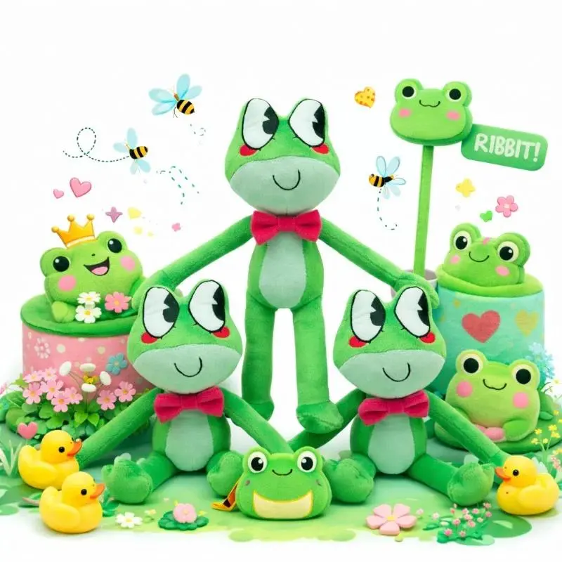 Frog Plush Toy Cute Frog Plushie Soft Stuffed Animal Doll Kawaii Cartoon Plush Toy Kids Birthday Gift