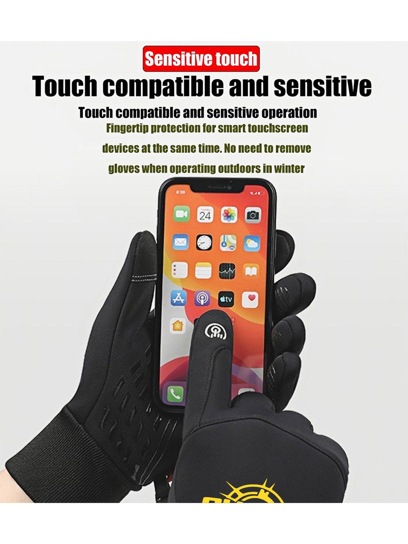 1pc with  Chasis Design Sunburst Music Note Logo LetteringRe winter gloves Touchable gloves Touch Screen Breathable Running full finger gloves for men women Soft winter gifts Cozy Stylish