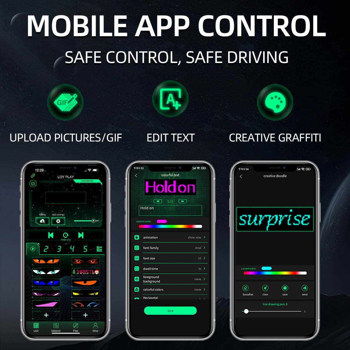 Devil's Eye LED Lights for Trucks, Car Decals, APP-Programmable Scrolling Bright Advertising Signs, Customizable Text Patterns for Pickup/suv/cars, Car Accessory