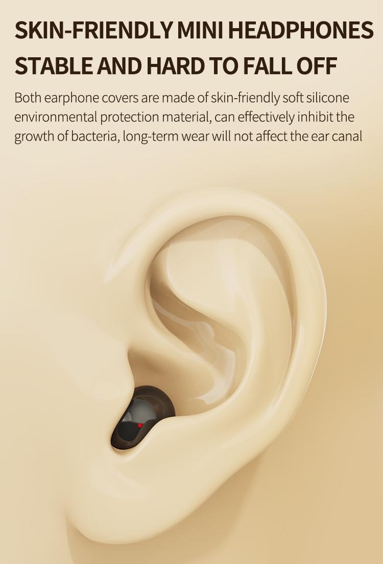 Ultra Small Mini Wireless Earphones, True Wireless, Noise Cancelling, High Fidelity Sound, Touch Control, USB-C Charging, Ideal for Running and Sleep