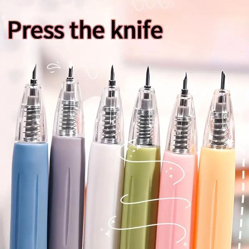 2pcs Random Color Creative Knife Pen, Student DIY Hand Cutter, Morandi Color Precision Craft Tool, Paper Scrapbook Cutting Tool, Cutting Supplies, Paper Cutters
