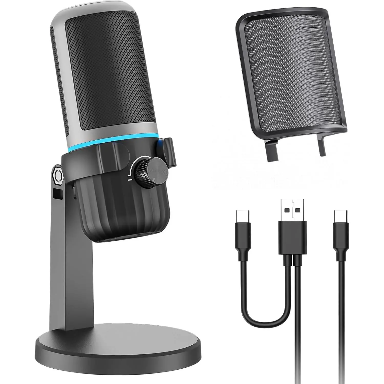 USB Condenser Gaming Mic, PC  Microphone for Streaming
