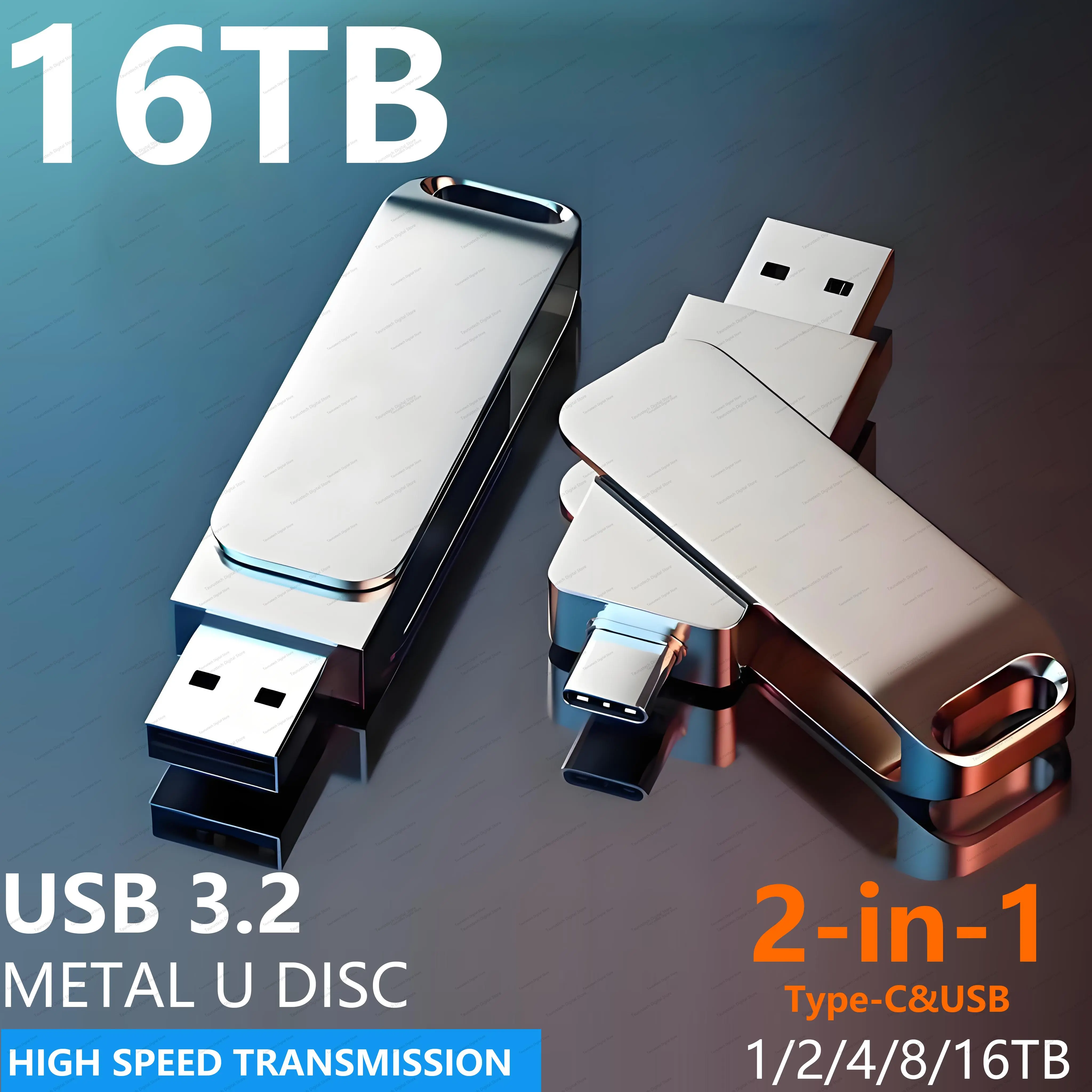 High Speed Transmission 2-In-1 OTG USB 3.2 Flash Drive (128GB,1TB,2TB,8TB,16TB) with Type-C Interface, 24g, 69*19*5.5mm Sizes, Anti-Electromagnetic for Toys & Hobbies DIY Beading Jewelry Making Storage
