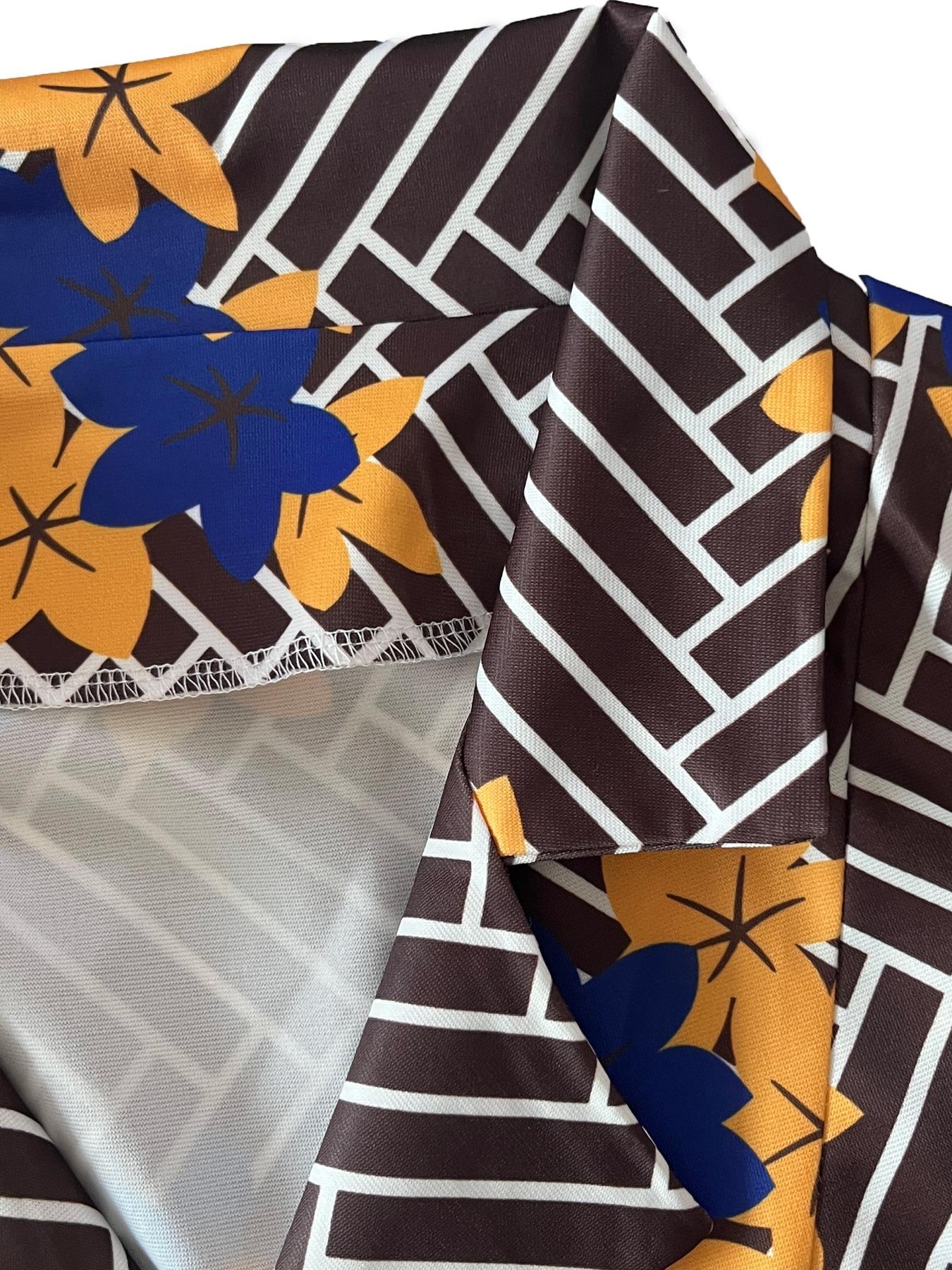 Women's Elegant Floral Blazer Jacket & Bodycon Skirt Set, Fitted Crop Top Outerwear, All Season Fashion