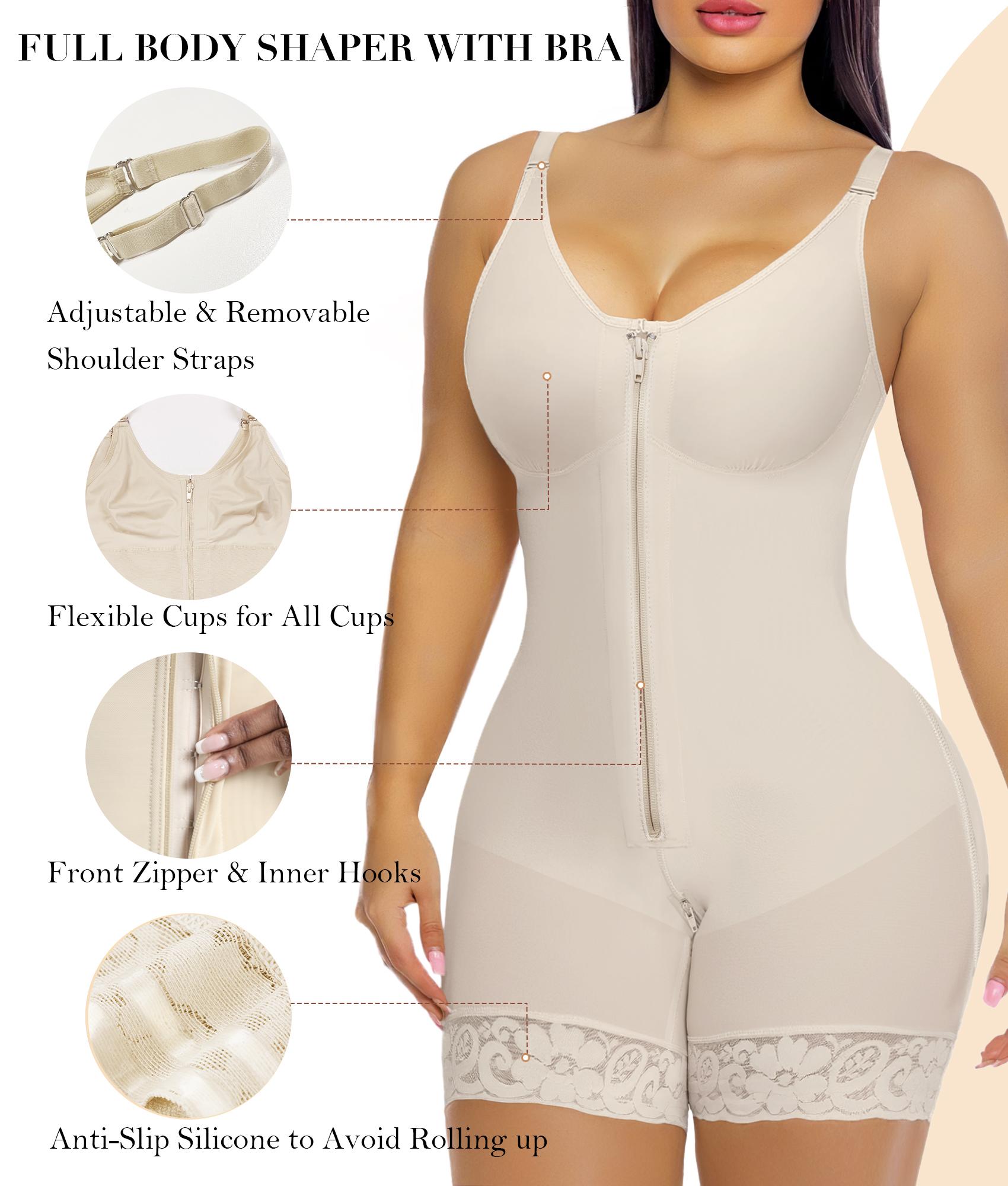 Women’s YIANNA Fajas Colombianas shapewear  Tummy Control Butt Lifter Shaper with Zipper Crotch detachable shoulder strap