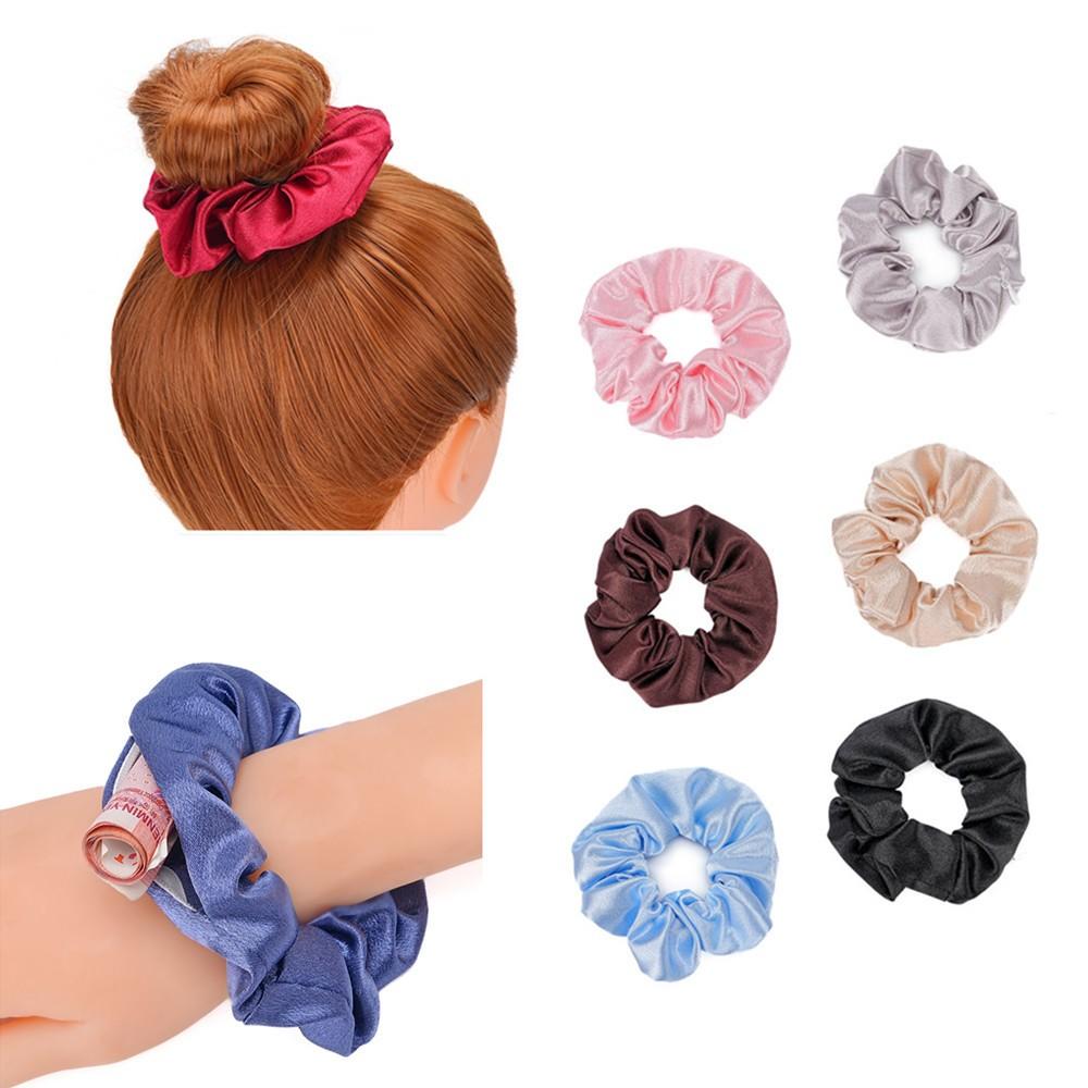 Women's Hair Tie with Hidden Zipper Pocket, Retro Design, Portable & Secure Storage Solution for Keys/cash/jewelry, Ideal for Outdoor Use