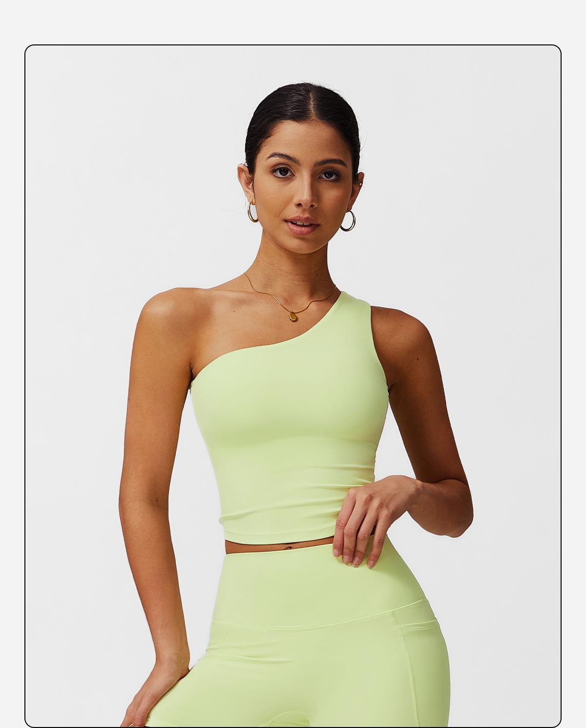 Women's Fitness Tank Top with Built-in Bra PadsUnderwear,Slanted One Shoulder Fitness Top,Yoga GymWorkout Tank Top,Yoga Outdoor Running Daily Wear TankTop Lightweight Activewear Athleisure Breathable Clothes compression tank top SpringStatements