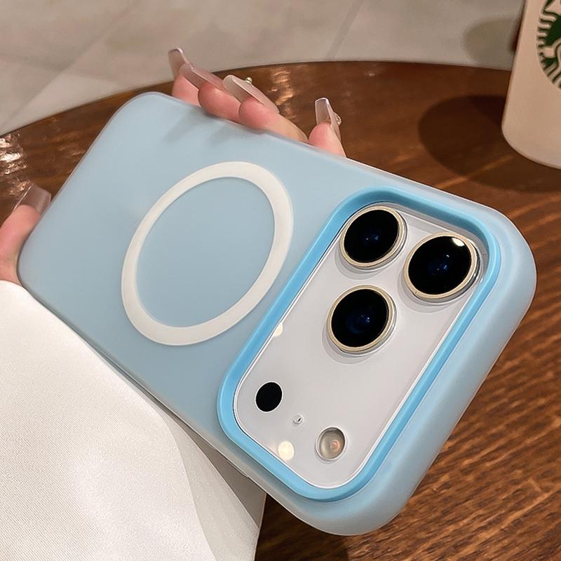 Phone Case - Luxury Candy-Colored 2-In-1 Magnetic Phone Case Compatible for Iphone 17 Pro Max, Air 16, 15, 14, 13, 12 Pro Max Plus Protective Cover, Frosted Soft Shell with Magnetic Wireless Charging, Shockproof Back Cover for 17 Pro Max