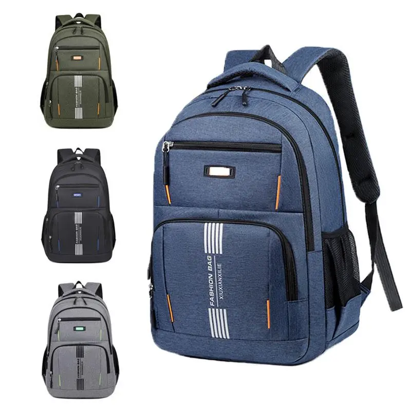 Men's Waterproof Oxford PU Backpack - Chic, Plain, Large-Capacity, Multi-Pocket with Laptop Compartment, Ideal for Travel/Outdoor, Business Use, Holiday Gift Choice
